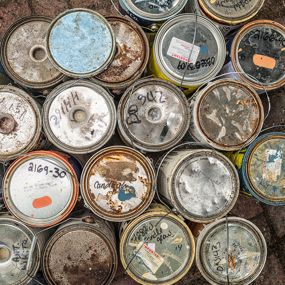 old paint cans