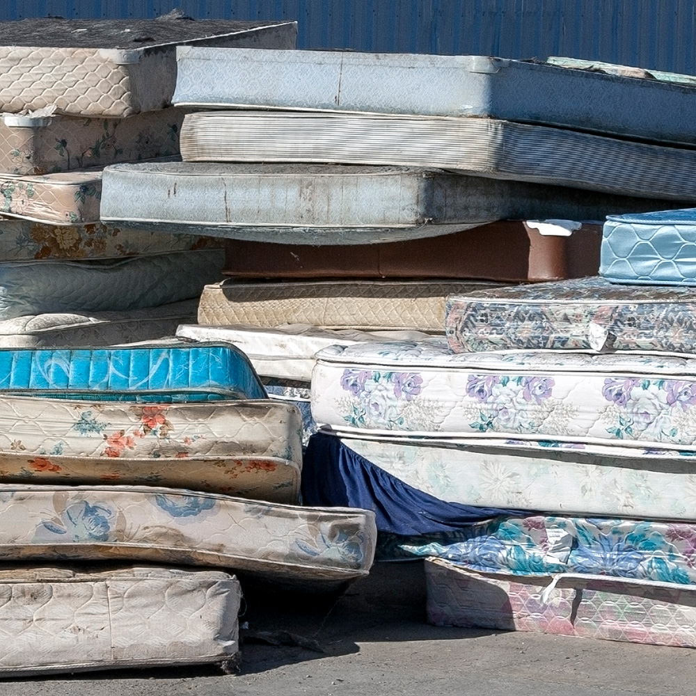 stacks of old mattresses